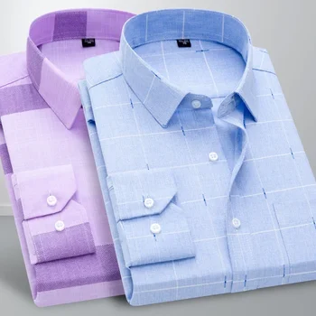 2024 m. Vyrų Atspausdinta Marškinėliai Pavasario ilgomis Rankovėmis Atsitiktinis Kasdien Plonas Minkštas Patogus Verslo Slim Fit Mygtuką Suknelė Marškiniai