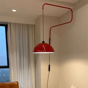 Danijos sienos lempos Ištraukiama Pasukimo raudonasis geležies šviesos Prabangių Dizainerio Menas, Lempos, Sienų apšvietimo su Plug Kambarį lova skaitymo šviesa