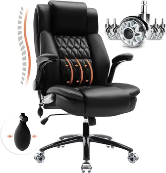 Didelės Atgal Biuro Kėdė - Reguliuojamas Juosmens Atrama Apversti Aukštyn Rankas Sunkiųjų Ramioje Ratų Metalo Bazės Kvėpuojantis Surištos