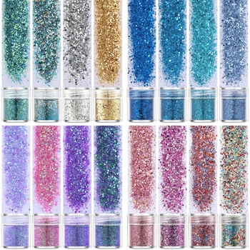 16 ColorsPET Blizgučiai Dribsnių Kristalų Blizgančiais Epoksidinės Dervos Pelėsių Užpildas Meno Papuošalų, Blizgučių Dekoras