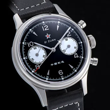 1963 Panda Pilotas Chronograph Watch Vyrų 40mm Oro Pajėgų Safyras Vyresnysis ST1901 Mechaninė Laikrodžius Retro Laikrodis Reloj Hombre