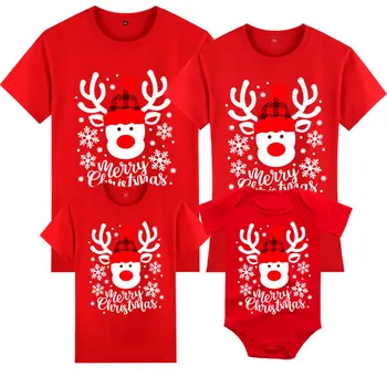 2023 Naują Kalėdų Šeimos Atitikimo Komplektus Moterų, Vyrų, Vaikų marškinėliai Kūdikiams trumpomis Rankovėmis Animacinių filmų Spausdinti Mama, Tėtis Ir aš, T-shirt