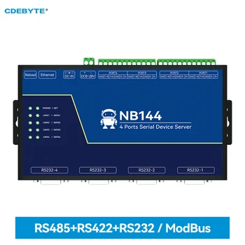 4-Kanalų Serijos Serveris RS232/422/485 RJ45 Modbus Gateway CDEBYTE NB144S TCP/UDP/MQTT DC 8-28V Komandų Build-in Kontrolierius