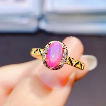 Derliaus Žiedas Pink Fire Opal Vestuvinis Žiedas 925 Sterlingas Sidabro Vestuvių Pažadas Žiedas