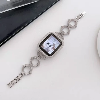 Diamond Diržu, Apple Watch Band Ultra 2 1 49mm 41mm 45mm Metalo Apyrankė Su Atveju IWatch Serija 9 8 7 6 5 4 3SE 40mm 44mm