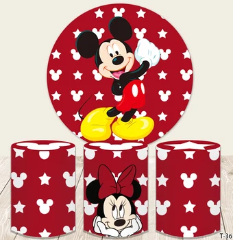 Disney Mickey Minnie Mouse Baby Shower Vaikų Gimtadienio Turas Ratas Backdrops Individualų Cilindrų Fone Stalo Dangtis
