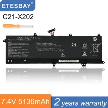 ETESBAY C21-X202 5136mAh Nešiojamas Baterija ASUS VivoBook S200 S200E X201 X201E X202 X202E S200E-CT209H S200E-CT182H Serija