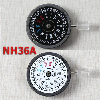 Japonija Seiko Originalus NH36 NH36A Žiūrėti Judėjimo Tinka NH36 Automatinis Mechaninis laikrodis Baltos Juodos Dienos, Savaitės Langą 3.0/3.8 Karūna