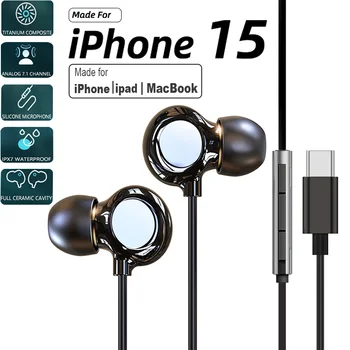 Keramikos Ausines, iPhone 15 14 MacBook, iPad USB C Ausines 3,5 mm MP3 Mic Laidinio Žaidimų Ausinės highend mobiliųjų Telefonų Ausinių 2023