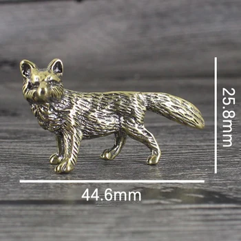 Kieto Žalvario Fox Figūrėlės Miniatiūrų Stalo Puošyba, Arbata Pet Amatų Retro Smulkių Gyvūnų Statula