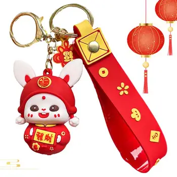 Kinų Zodiako Triušis Keychain Mielas PVC Animacinių filmų Gyvūnų Keychain Kinijos Švenčių Pasisekė Bunny Lėlės 