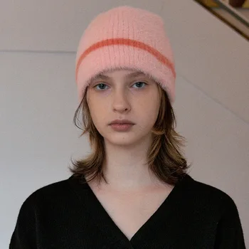 Korėjos Mados prekinių ženklų Žiemos Megzta kepurė Moterims iki 2023 m. Rudens Žiemos Skrybėlę Lauke Šilčiau Unisex Kepurės Dizainerio juostele Gobtuvu Skrybėlę