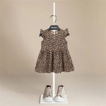 Kūdikių, Mergaičių Suknelės Vasarinės Suknelės Vaikams Rankovių Mielas Leopardas spausdinimui O-kaklo-line Suknelė Vasaros Princesė Suknelės Mergaitėms