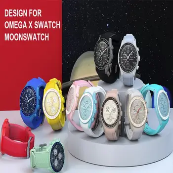 Lenktas Jokio Skirtumo Minkšto Silikono Dirželis Omega X Swatch Moonswatch Speedmaster 20mm Žiūrėti Pakeitimo Dirželis Vyrai Moterys
