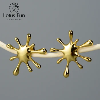 Lotus Įdomus Nekilnojamojo 925 Sterlingas Sidabro Gamtos Kūrybos Rankų darbo Dizaineris Fine Jewelry Purslų Metalo Stud Auskarai Moterims