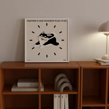 Madinga Minimalistinio Shiba Lnu Sieninis Laikrodis su Kūrybine Žymiklį Dizainas vidaus Apdaila