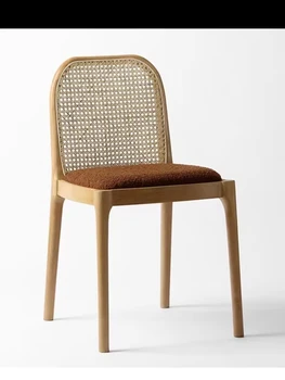 Medžio masyvo kėdė namų atlošas Viduramžių modernus minimalistinio dizaineris Mažas butas, viešbučių ir apgyvendinimo rotango laisvalaikio valgomojo kėdės