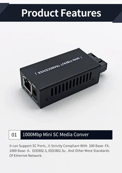 Mini Gigabit ethernet 10/100/1000M A/B SC Vieno Pluošto Ethernet Optinio tinklo Jungiklis Media Converter Rj45 Optinis siųstuvas-imtuvas 1 Pora
