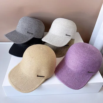 Originalus paprastas antis bžūp vyrų ir moterų apsaugos nuo saulės šiaudų skrybėlę mados vientisos spalvos jojimo skrybėlę lauko kelionių beisbolo kepuraitę