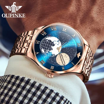 OUPINKE Originalaus Dizaino Laikrodžius Vyrams, Sporto Vandeniui Šviesos Top Brand Prabanga Mechaninė Automatinė Vyrai Žiūrėti Reloj Hombre