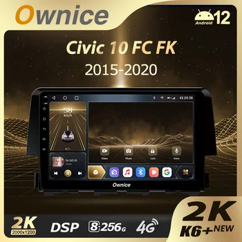 Ownice K6+ 2K Honda Civic 10 FC FK 2015 - 2020 Automobilio Radijo Multimedia Vaizdo Grotuvas, Navigacija, Stereo GPS Android12 Nr. 2din DVD