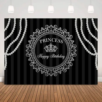 Princess Crown Laimingas Gimtadienio Fone Juostelės Naujagimių Mergina Gimtadienio Tortas Lentelė Reklama Backdrops už Užsakymą Prekes