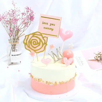 rožių pyragas topper gėlių myliu tave mammy laimingas gimtadienio tortas topper Aukso, kad gėlių dekoravimo tortas Dekoravimo pyragai priedai