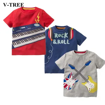 Vasaros Stiliaus Berniukų marškinėliai Muzikos Instrumentas, Marškinėliai Vaikams Kostiumas Vaikams Laisvalaikio Merginos Viršūnes Kūdikių Trišakiai
