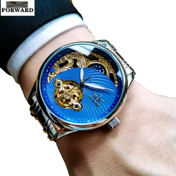 Visiškai Automatinė Mechaninė Mėnulio Fazės Laisvalaikio vyriški laikrodžiai Tuščiaviduriai Tourbillon moonswatch Šviesos vandeniui Vyrų rankiniai laikrodžiai