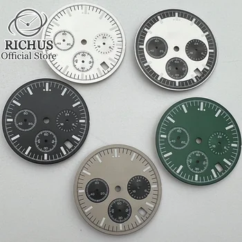 VK63 31,5 mm Juoda Sterilūs Žalios Šviesos Laikrodžio Ciferblatą Su Laikrodžių Rankas VK63 Judėjimo Priedų Dalys